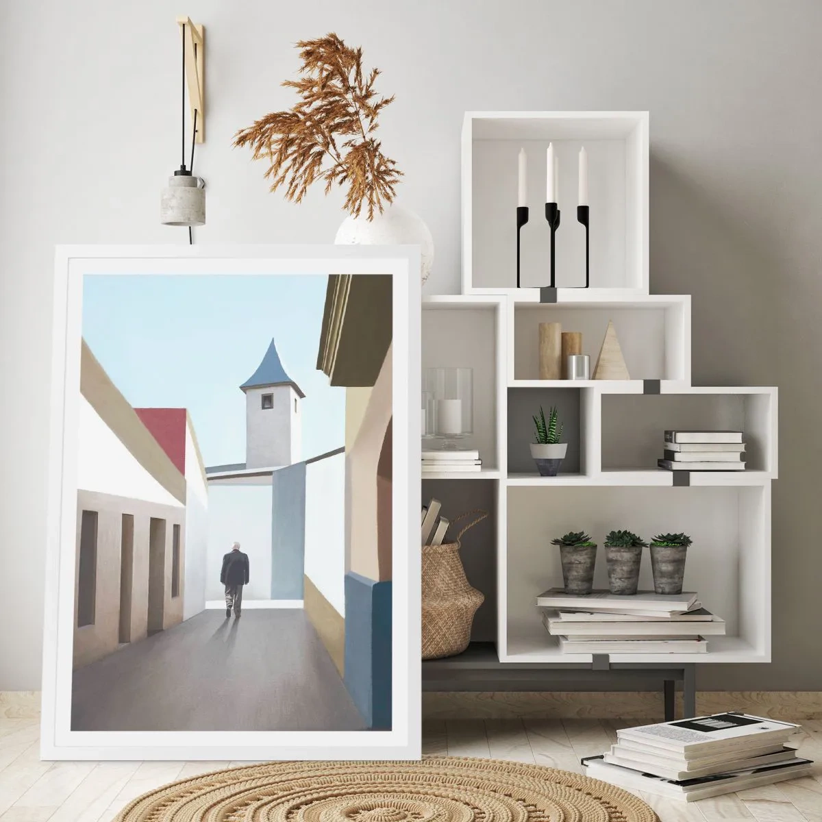 Affiche dans un cadre blanc - Poster - Une promenade ensoleillée - 70x100 cm