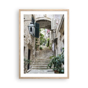 Affiche dans un chêne clair - Poster - Une charmante ruelle - 50x70 cm