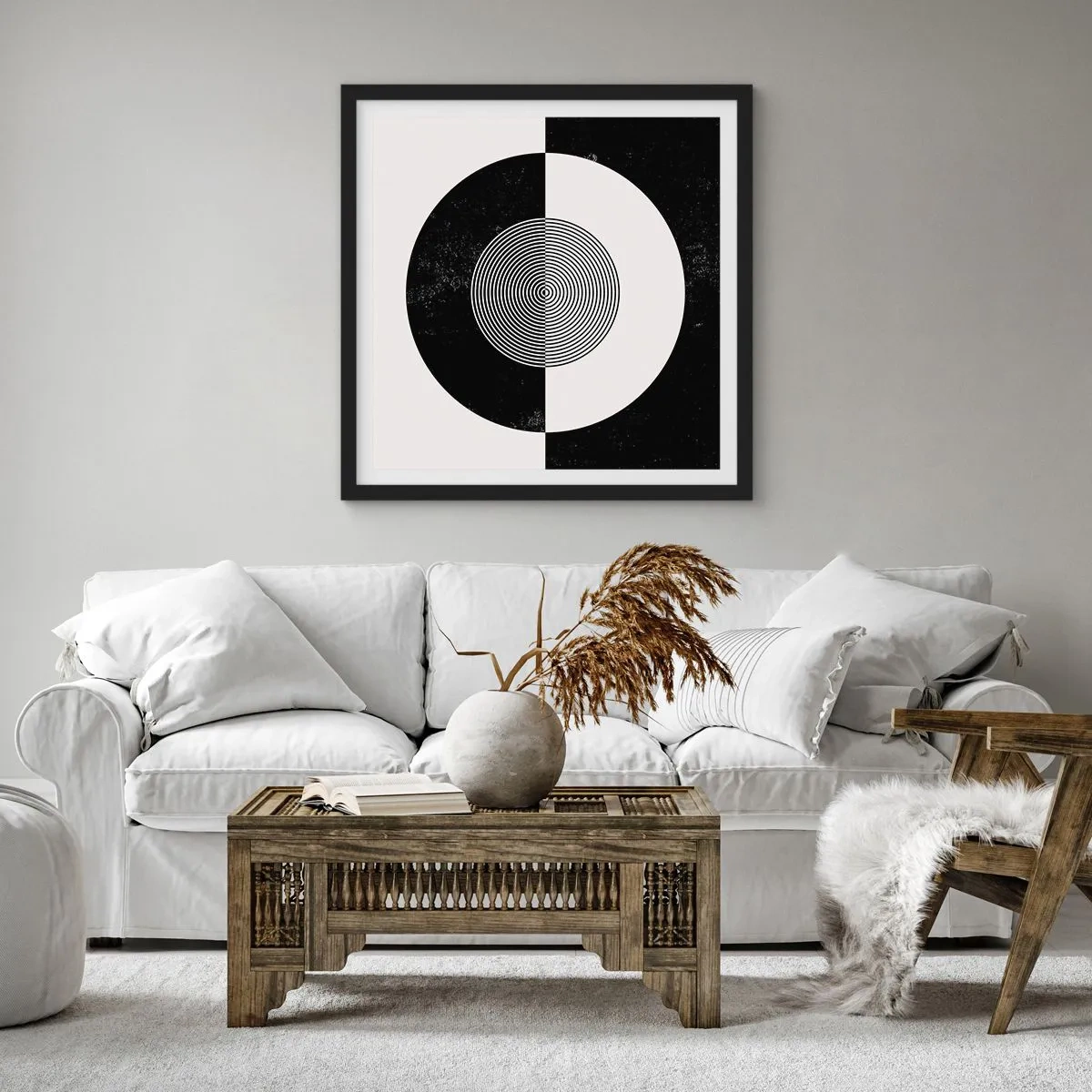 Affiche dans un cadre noir - Poster - Harmonie de noir et blanc - 30x30 cm