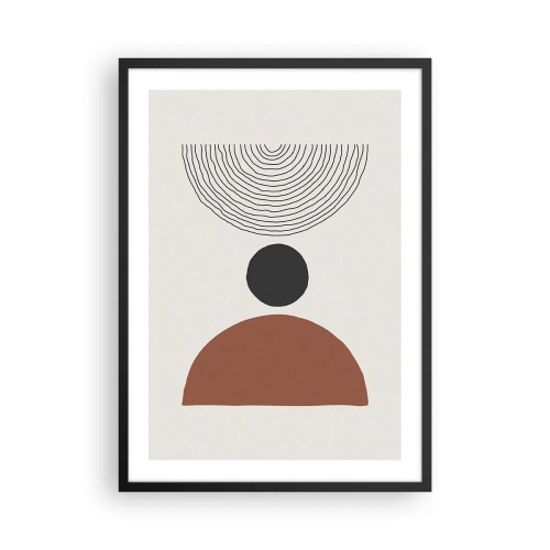 Affiche dans un cadre noir - Poster - Motif géométrique avec un demi-cercle et des lignes sur un fond clair - 50x70cm - Au centre de l'attention - Décoration murale moderne pour le salon et la chambre ARTTOR