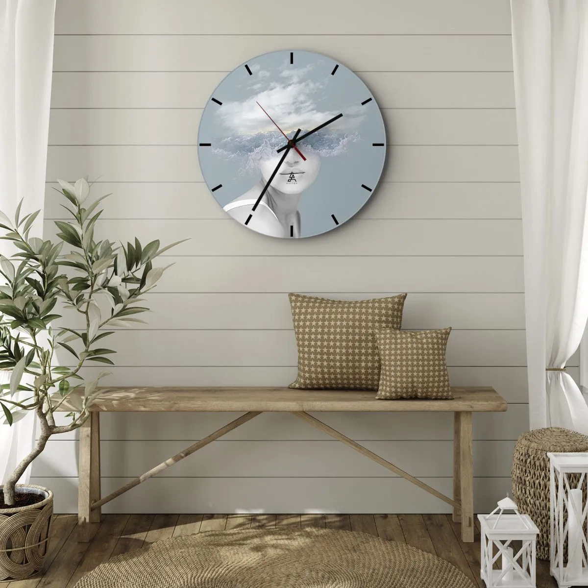 Horloge murale - Pendule murale - La tête dans les nuages - 30x30 cm