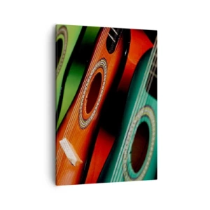 Impression sur toile - Image sur toile - Guitares colorées de différentes nuances disposées en rangée - 50x70cm - La guitare a plusieurs couleurs - Décoration murale moderne pour le salon et la chambre ARTTOR