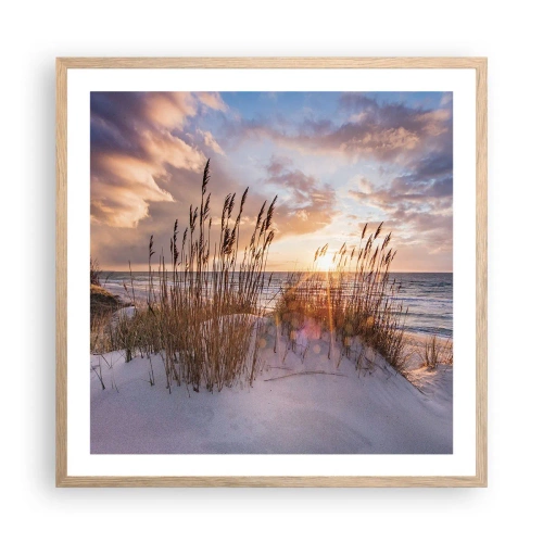 Affiche dans un chêne clair - Poster - Salutations du soleil et du vent - 60x60 cm