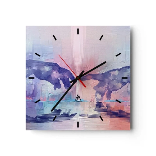 Horloge murale - Pendule murale - Mains symboliques aux couleurs abstraites, faisant référence au thème de la création - 30x30cm - Divine étincelle de vie - Décoration murale moderne pour le salon et la chambre ARTTOR