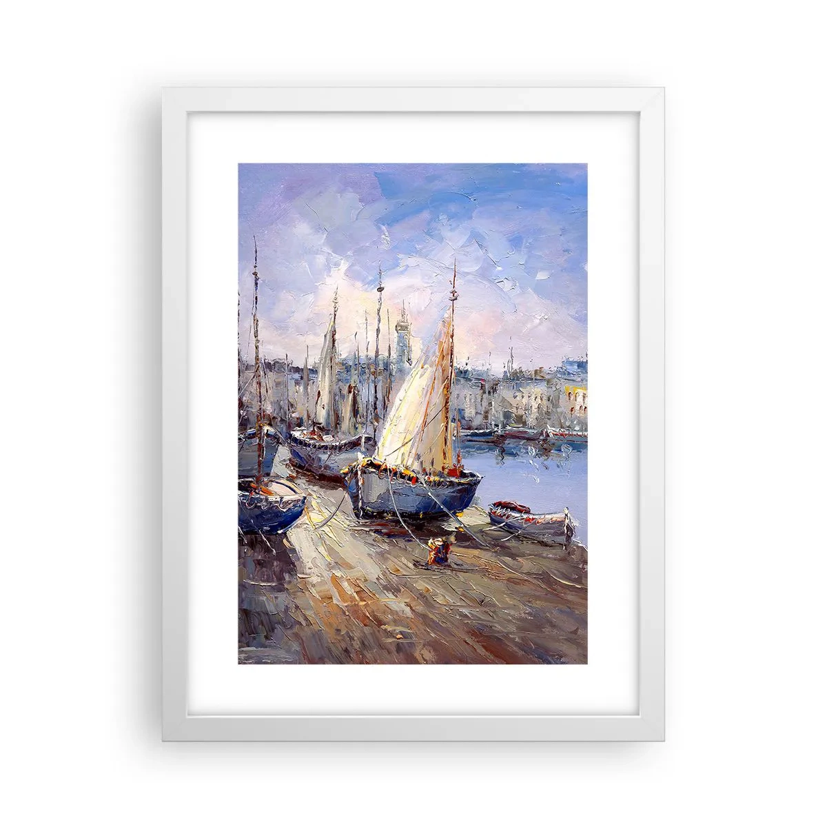 Affiche dans un cadre blanc - Poster - Une ville au bord de la baie - 30x40 cm