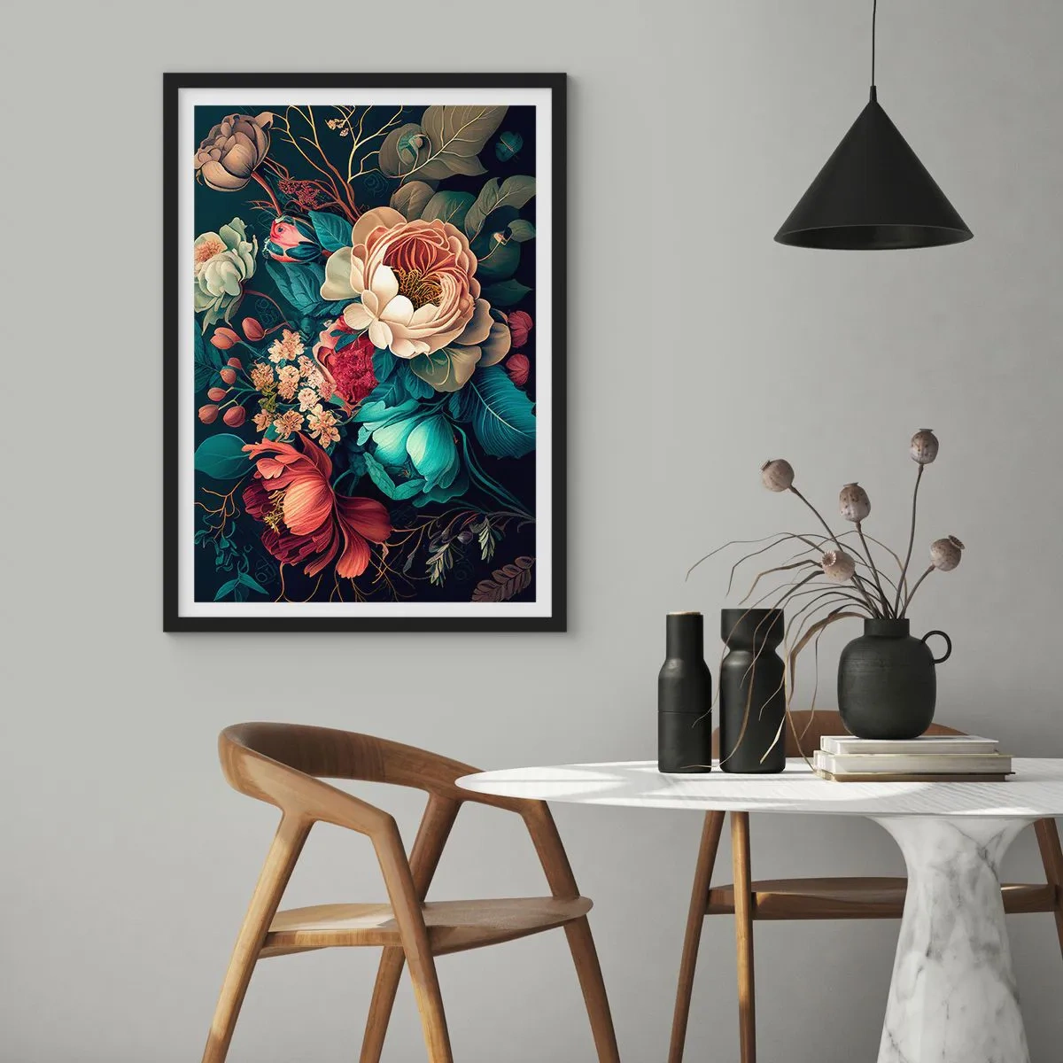 Affiche dans un cadre noir - Poster - le charme du 19ème siècle - 70x100 cm