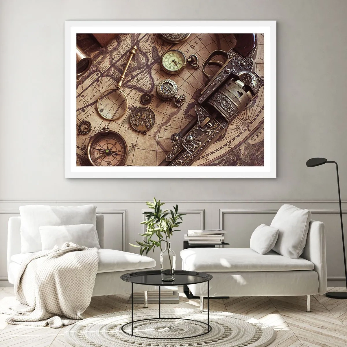 Affiche dans un cadre blanc - Poster - L'aventure appelle - 70x50 cm