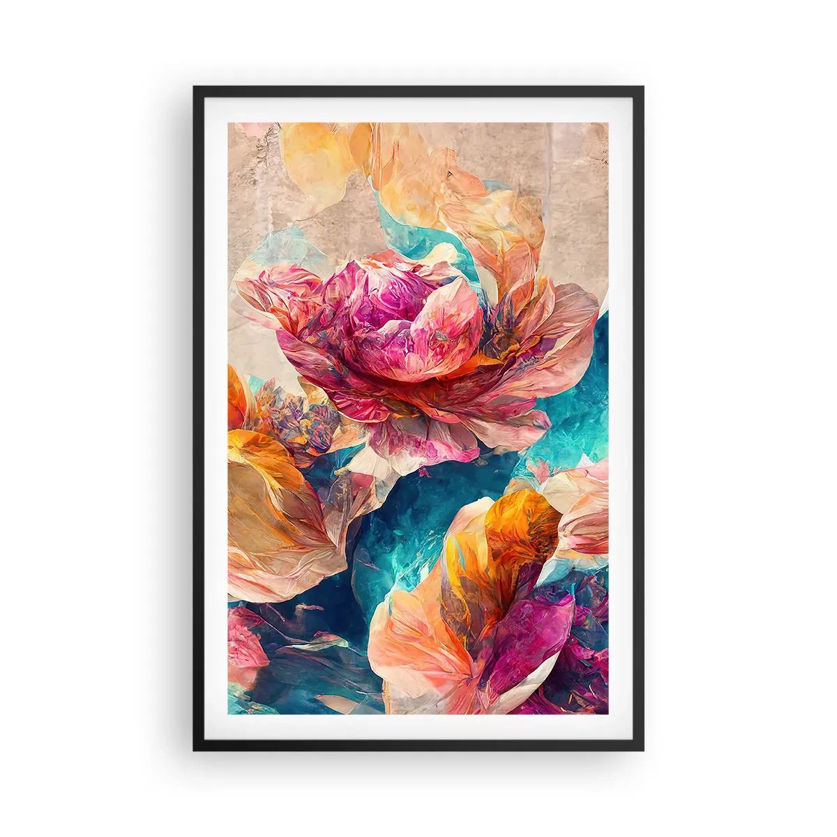 Affiche dans un cadre noir - Poster - Splendeur colorée du bouquet - 61x91 cm