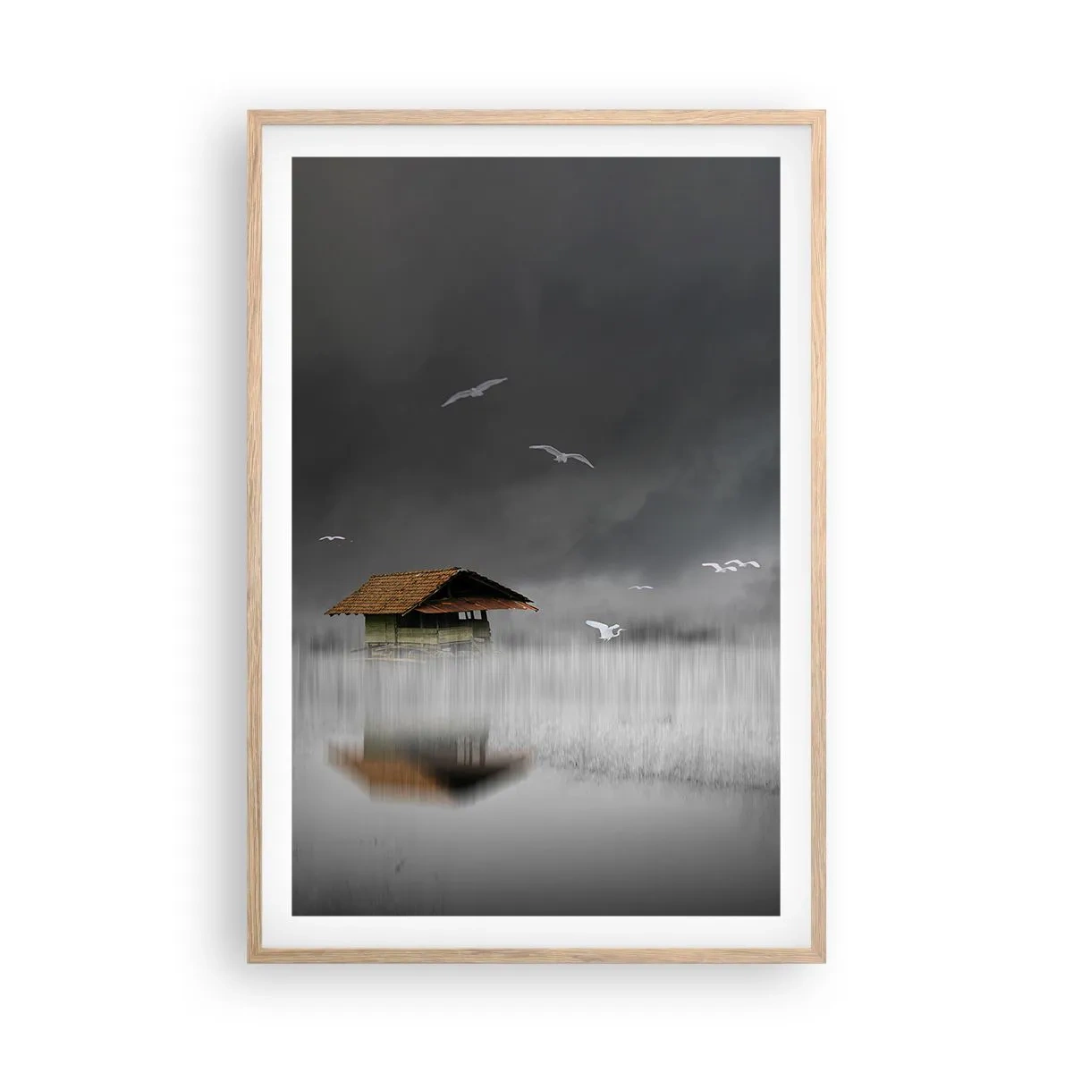 Affiche dans un chêne clair - Poster - A l'abri de la pluie - 61x91 cm