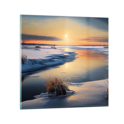 Impression sur verre - Image sur verre - Coucher de soleil d'hiver - 70x70 cm