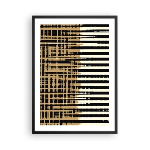 Affiche dans un cadre noir - Poster - Motif géométrique avec des lignes et des couleurs chaudes - 50x70cm - Abstraction architecturale - Décoration murale moderne pour le salon et la chambre ARTTOR