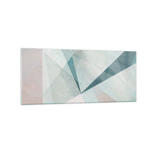 Impression sur verre - Image sur verre - Formes géométriques dans des tons pastel de bleu et de gris - 120x50cm - Calme bien que dynamique - Décoration murale moderne pour le salon et la chambre ARTTOR