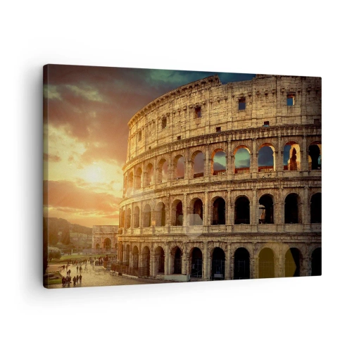 Impression sur toile - Image sur toile - Le Colisée de Rome au coucher du soleil - 70x50cm - Une impression colossale - Décoration murale moderne pour le salon et la chambre ARTTOR