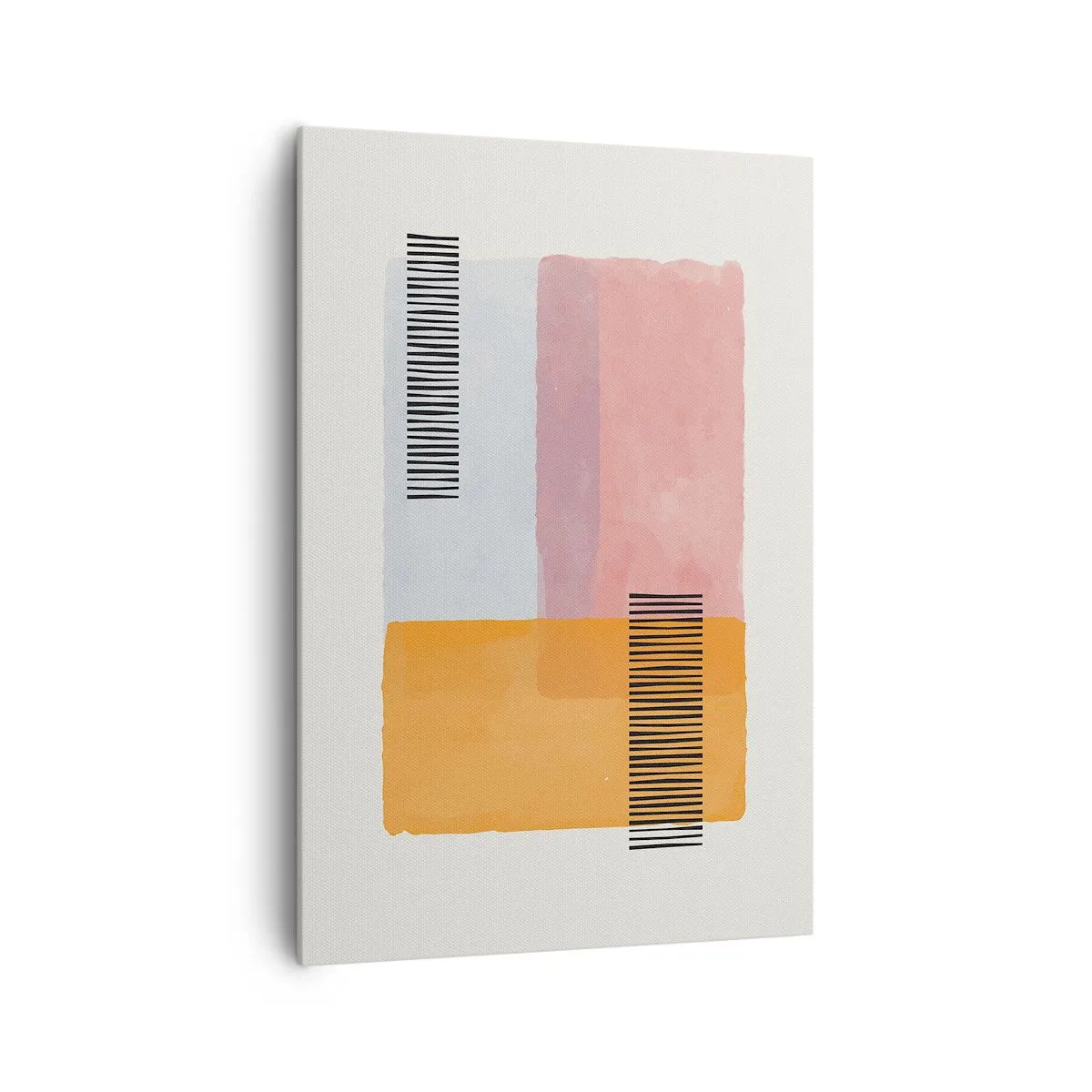 Impression sur toile - Image sur toile - Géométrie aux couleurs pastel avec des lignes sur fond clair - 70x100cm - D'un coin à l'autre - Décoration murale moderne pour le salon et la chambre ARTTOR
