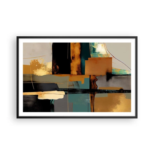 Affiche dans un cadre noir - Poster - Abstraction – lumière et ombre - 91x61 cm