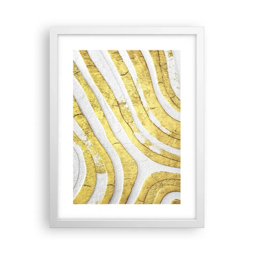 Affiche dans un cadre blanc - Poster - Composition en blanc et or - 30x40 cm