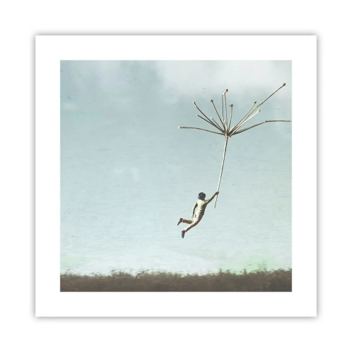 Affiche - Poster - Cerfs-volants, pissenlits, vent - 40x40 cm