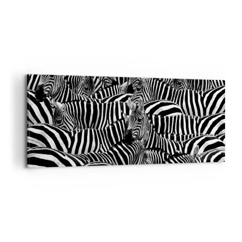 Impression sur toile - Image sur toile - Portrait collectif à rayures - 100x40 cm