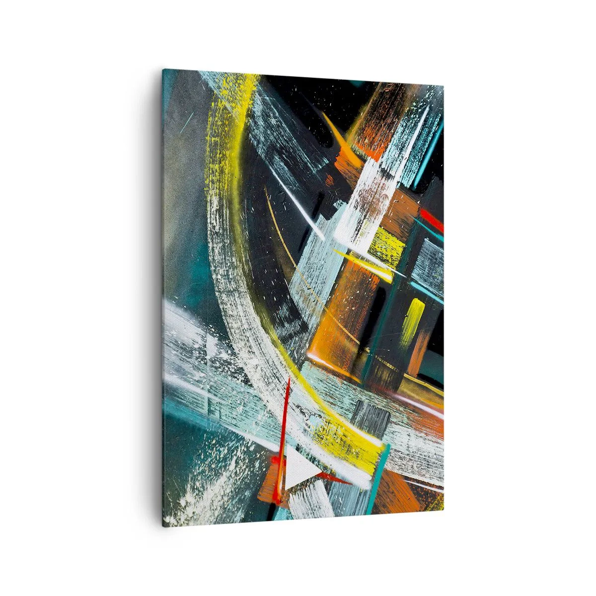 Impression sur toile - Image sur toile - Coups de pinceau abstraits et colorés - 70x100cm - L'énergie du mouvement - Décoration murale moderne pour le salon et la chambre ARTTOR