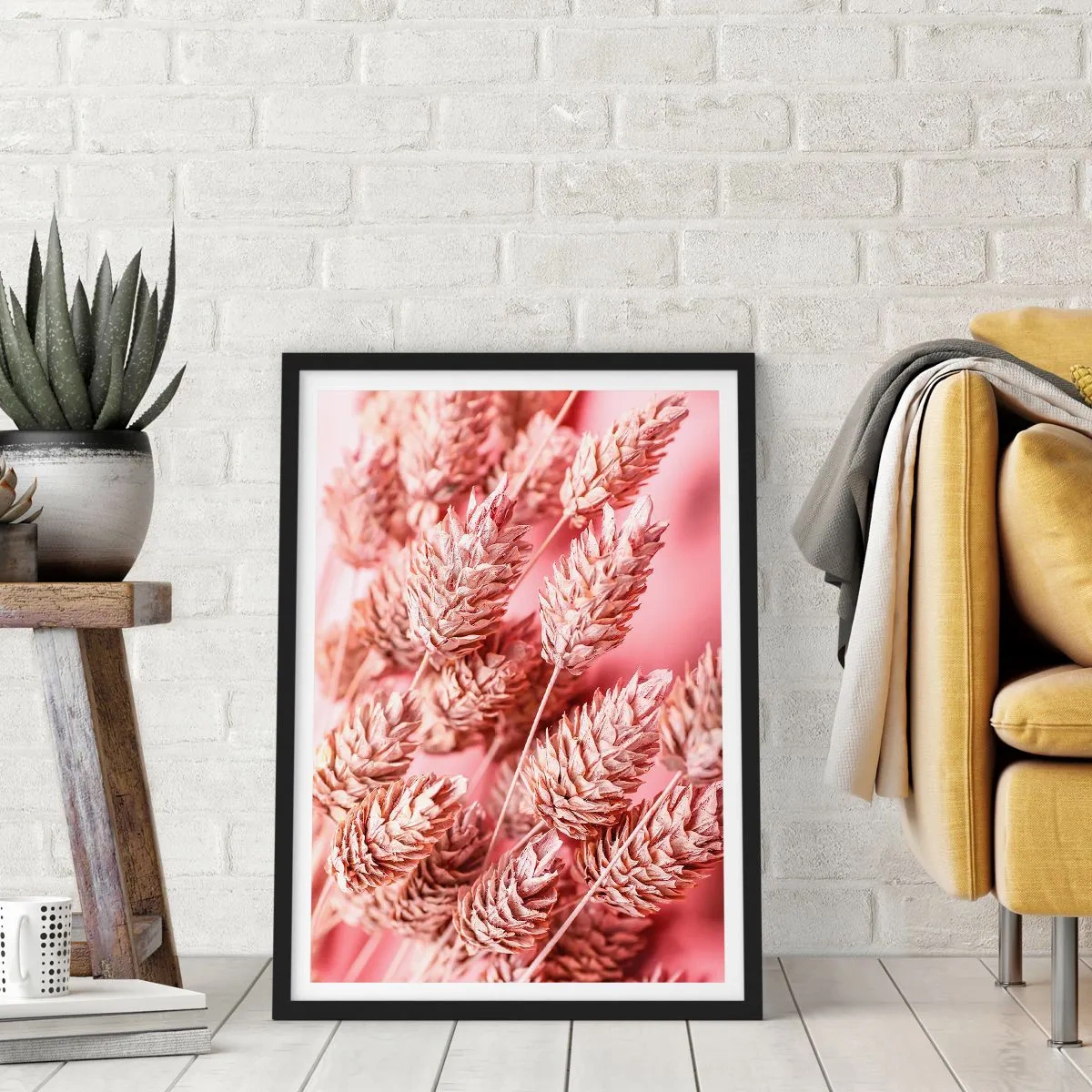 Affiche dans un cadre noir - Poster - Une cascade florale en rose - 61x91 cm