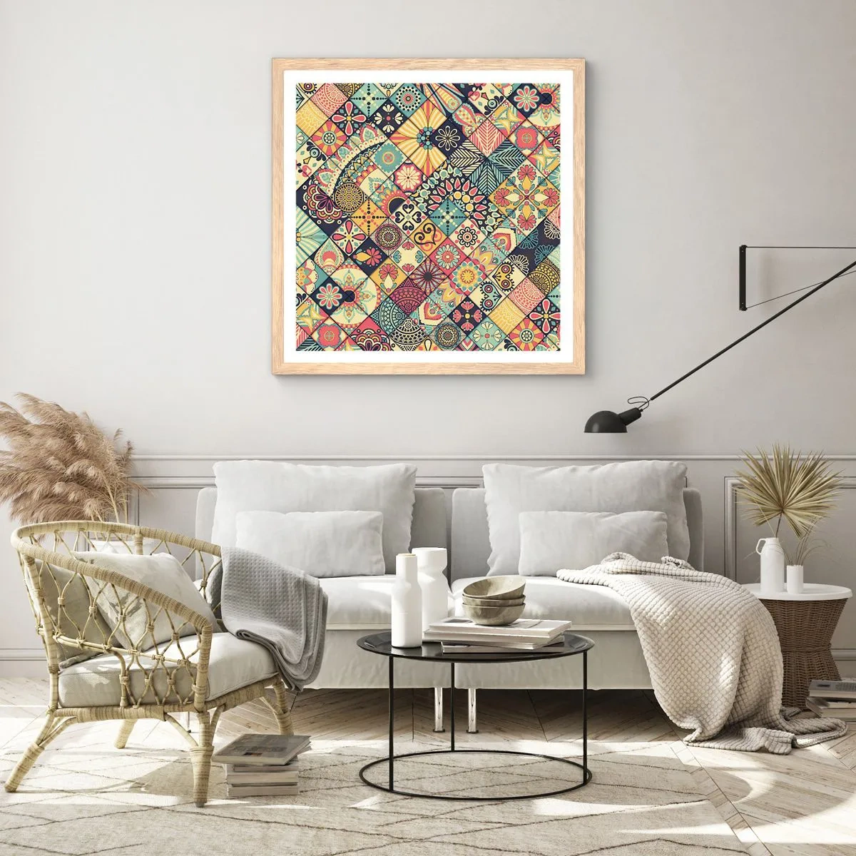Affiche dans un chêne clair - Poster - Ambiance marocaine - 50x50 cm