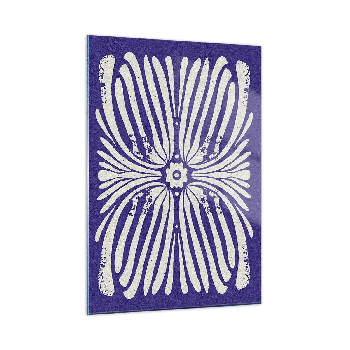 Impression sur verre - Image sur verre - Motif ethnique symétrique sur fond violet - 50x70cm - Inspirations ethniques - Décoration murale moderne pour le salon et la chambre ARTTOR