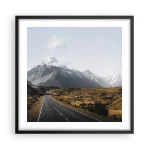 Affiche dans un cadre noir - Poster - Chemin vers le coeur de la montagne - 50x50 cm
