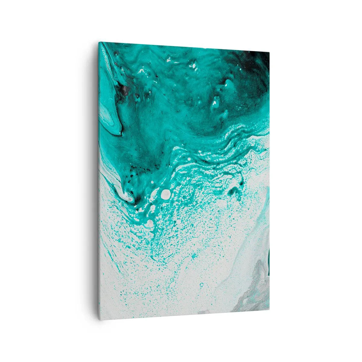 Impression sur toile - Image sur toile - Composition abstraite dans des tons turquoise sur fond blanc - 70x100cm - Se fondre dans le bleu et le turquoise - Décoration murale moderne pour le salon et la chambre ARTTOR