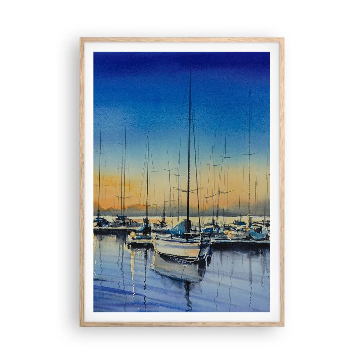 Affiche dans un chêne clair - Poster - Fin d'une belle journée - 70x100 cm