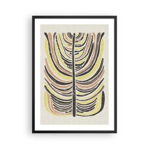 Affiche dans un cadre noir - Poster - Feuille abstraite aux tons terre - 50x70cm - Abstraction pleine de vie - Décoration murale moderne pour le salon et la chambre ARTTOR
