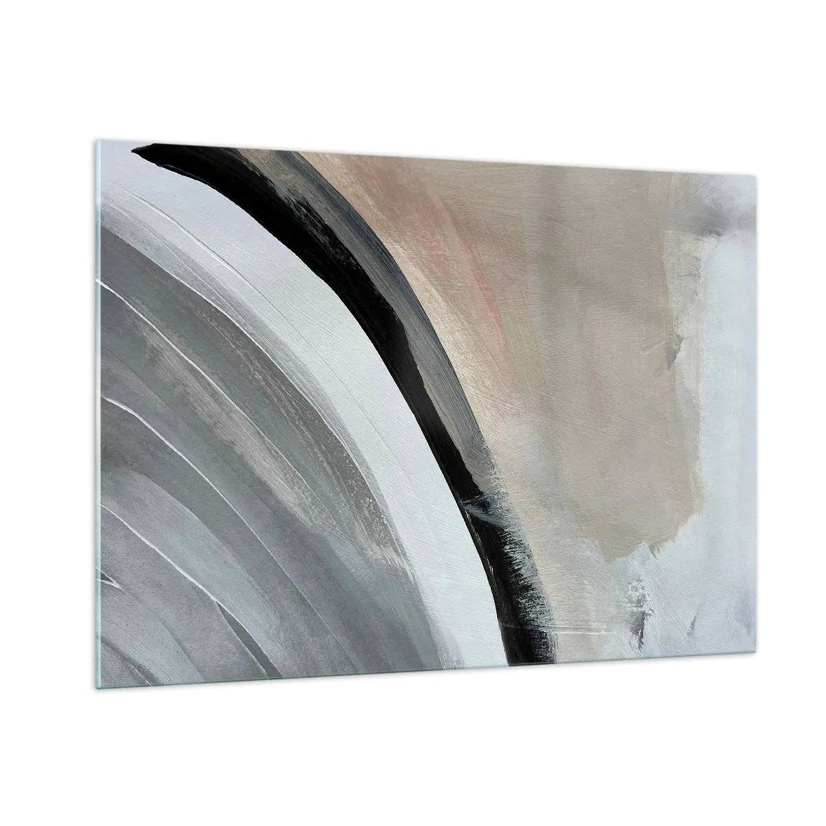 Impression sur verre - Image sur verre - Arc abstrait dans les tons de gris et de noir - 100x70cm - Composition : arc de noir et gris - Décoration murale moderne pour le salon et la chambre ARTTOR