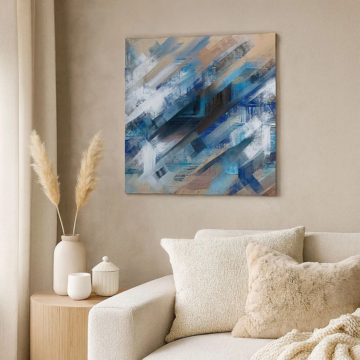 Impression sur toile - Image sur toile - Diagonale de bleus - 30x30 cm