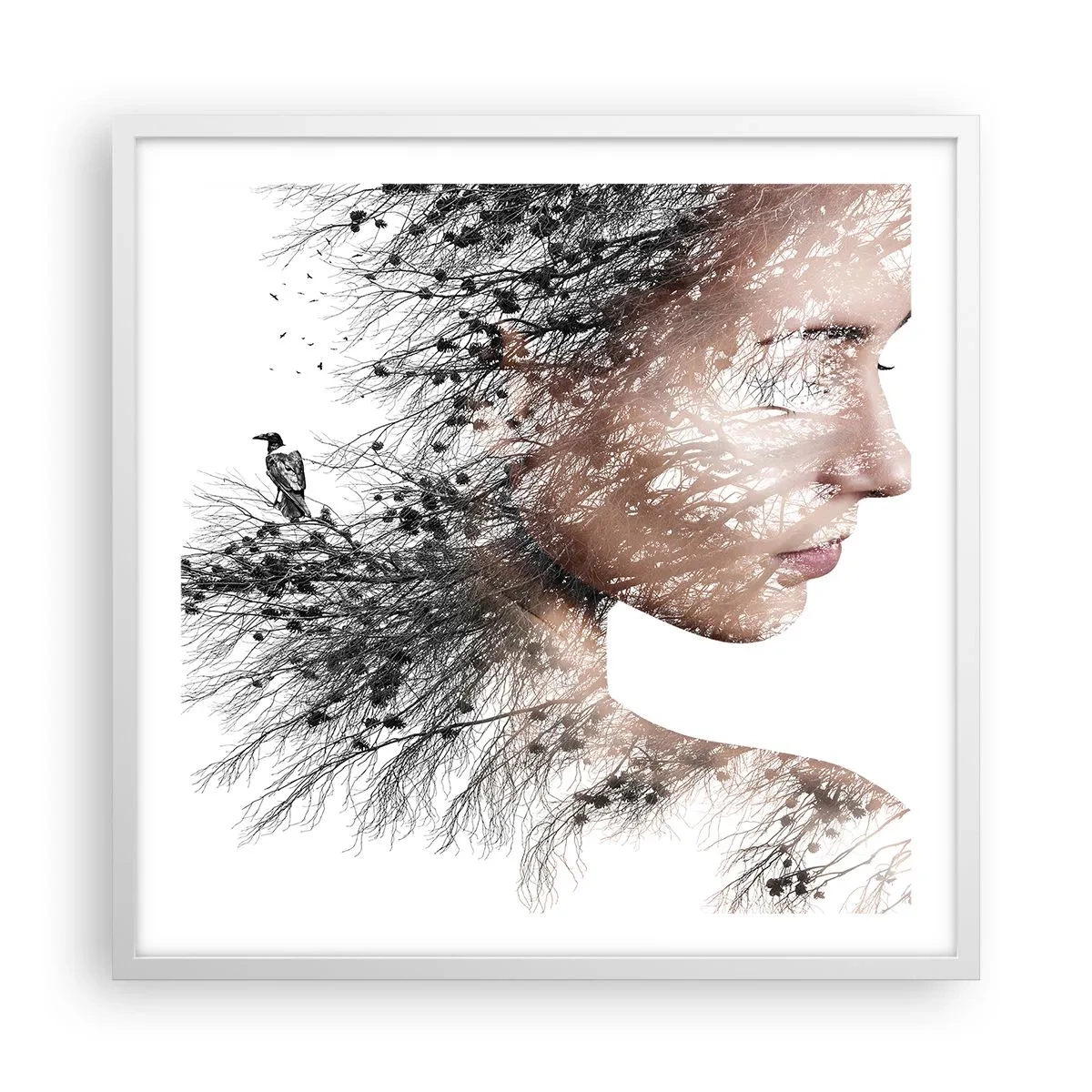 Affiche dans un cadre blanc - Poster - L'âme de la forêt - 60x60 cm
