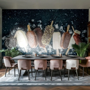 Papier Peint Photo Standard Eco - Crème glacée sur bâtonnet aux saveurs et garnitures variées - 100x70cm - Le goût de l'été chaud - Décoration murale moderne pour le salon et la chambre ARTTOR