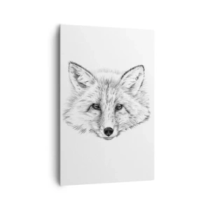 Impression sur toile - Image sur toile - Dessin en noir et blanc d'une tête de renard sur fond blanc - 80x120cm - Ces yeux peuvent-ils mentir ? - Décoration murale moderne pour le salon et la chambre ARTTOR