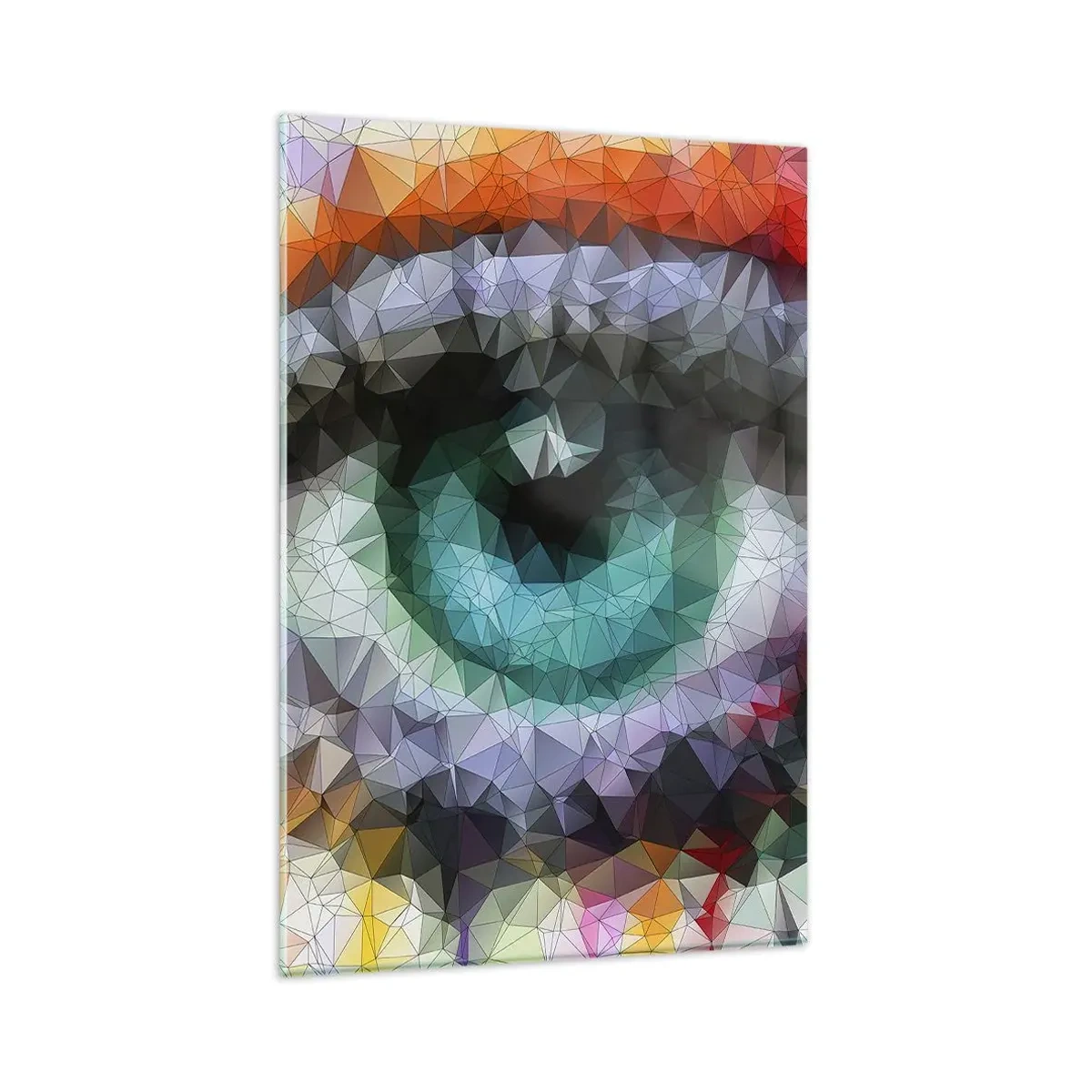 Impression sur verre - Image sur verre - Look géométrique avec œil vert - 80x120cm - Lueur cristalline des yeux - Décoration murale moderne pour le salon et la chambre ARTTOR