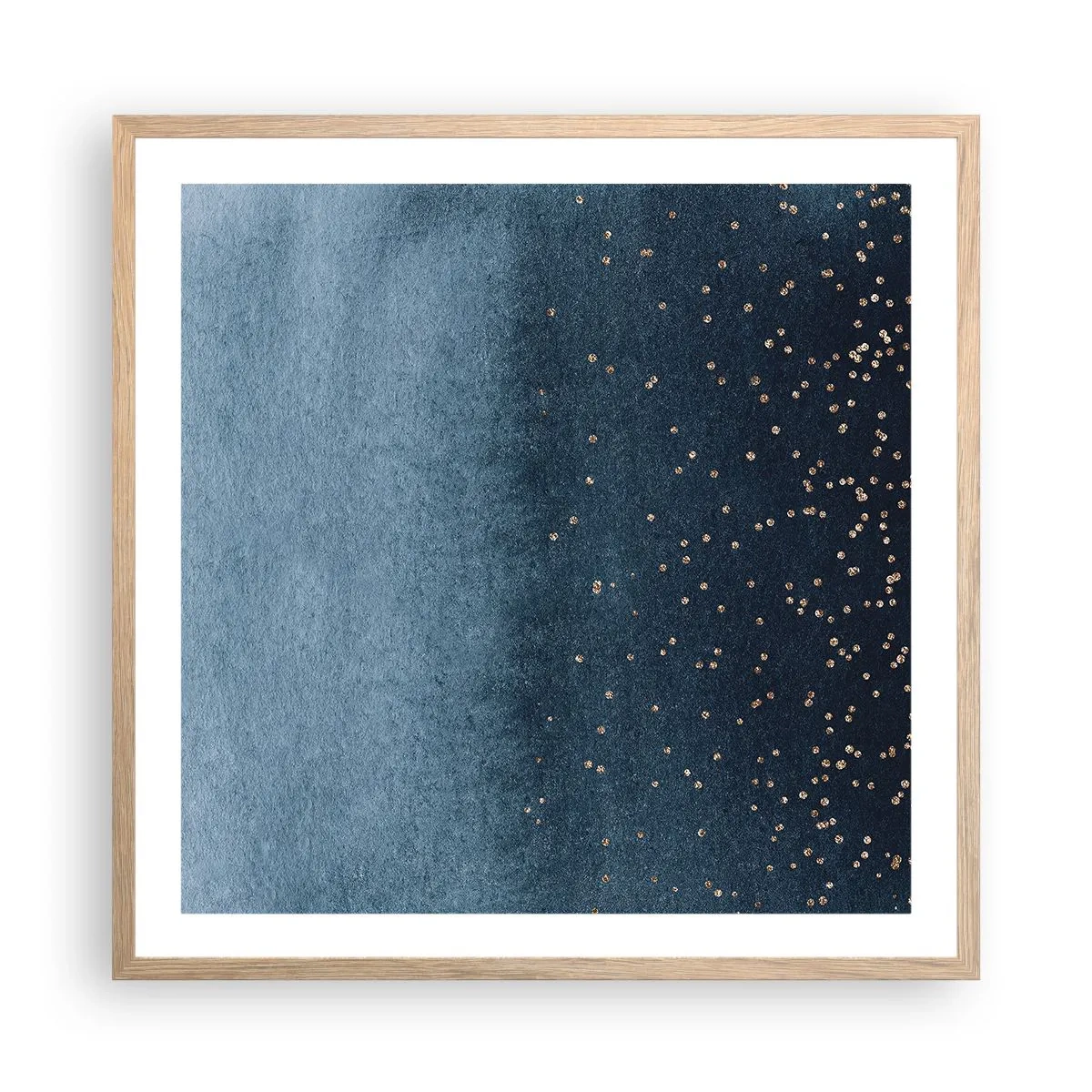 Affiche dans un chêne clair - Poster - Composition - phases bleues - 60x60 cm