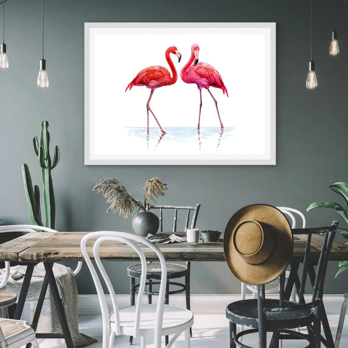 Affiche dans un cadre blanc - Poster - Rendez-vous rose - 70x50 cm