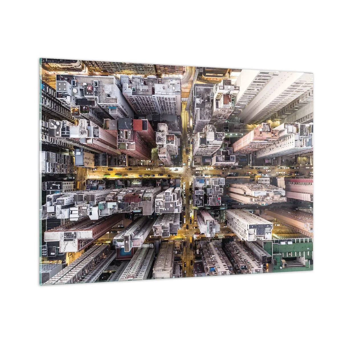 Impression sur verre - Image sur verre - Une vue plongeante sur la métropole - 100x70cm - Salutations de Hong-Kong - Décoration murale moderne pour le salon et la chambre ARTTOR