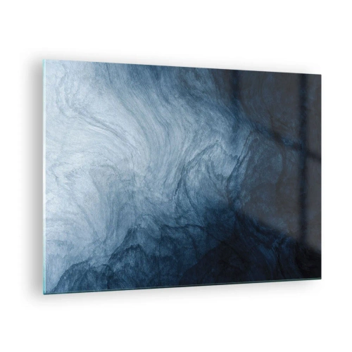 Impression sur verre - Image sur verre - Profondeur abstraite dans les tons de bleu marine et de gris - 70x50cm - Atteindre en profondeur - Décoration murale moderne pour le salon et la chambre ARTTOR