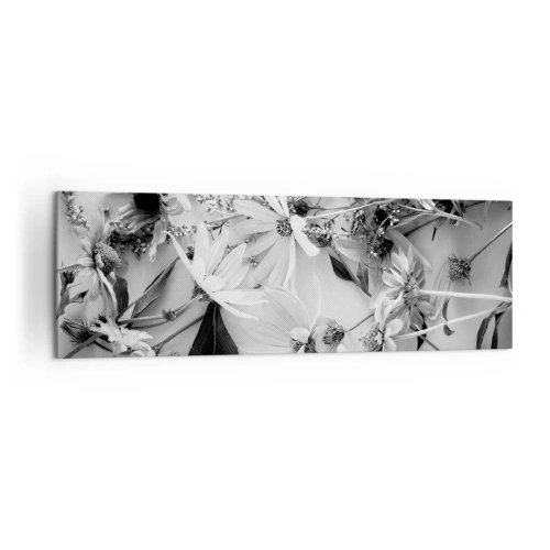 Impression sur toile - Image sur toile - Compositions florales en noir et blanc dans un style artistique subtil - 160x50cm - Non-un bouquet de fleurs - Décoration murale moderne pour le salon et la chambre ARTTOR