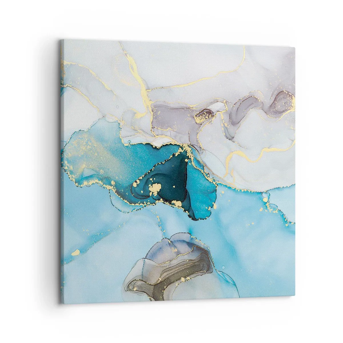 Impression sur toile - Image sur toile - Etude de la rencontre gris et turquoise - 50x50 cm