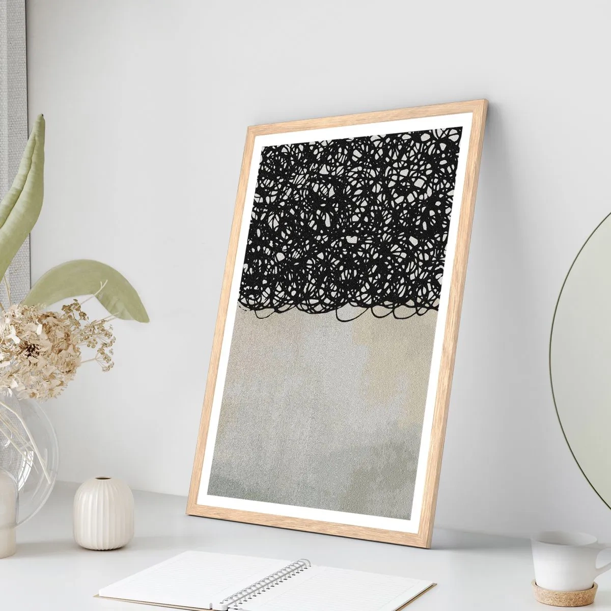 Affiche dans un chêne clair - Poster - Abstraction turbulente - 50x70 cm