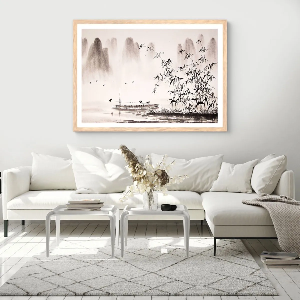 Affiche dans un chêne clair - Poster - Le silence des rizières - 70x50 cm