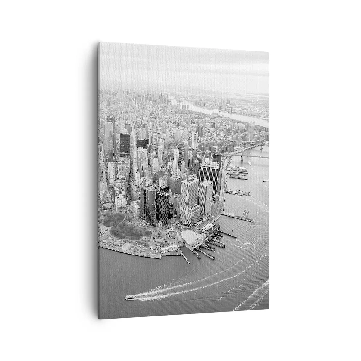 Impression sur toile - Image sur toile - Vue aérienne de Manhattan en noir et blanc - 70x100cm - Comment ne pas aimer ? - Décoration murale moderne pour le salon et la chambre ARTTOR