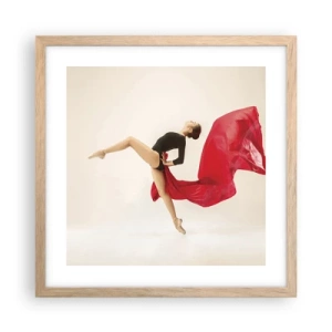 Affiche dans un chêne clair - Poster - Rouge et noir - 40x40 cm