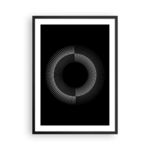 Affiche dans un cadre noir - Poster - Une composition fascinante d'un cercle lumineux sur fond noir. - 50x70cm - Soleil noir - Décoration murale moderne pour le salon et la chambre ARTTOR