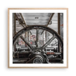 Affiche dans un chêne clair - Poster - Vie secrète d'une usine - 60x60 cm