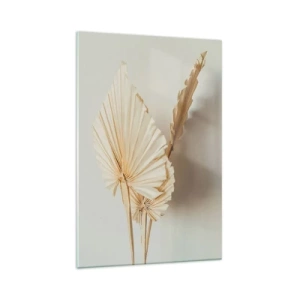 Impression sur verre - Image sur verre - Feuilles de palmier séchées dans un arrangement minimaliste - 70x100cm - Quand tu dois t’apaiser - Décoration murale moderne pour le salon et la chambre ARTTOR