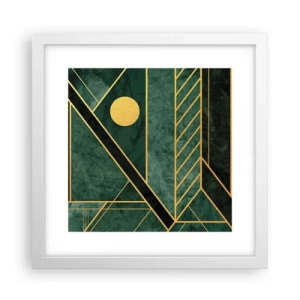 Affiche dans un cadre blanc - Poster - Dynamique or et azur - 30x30 cm